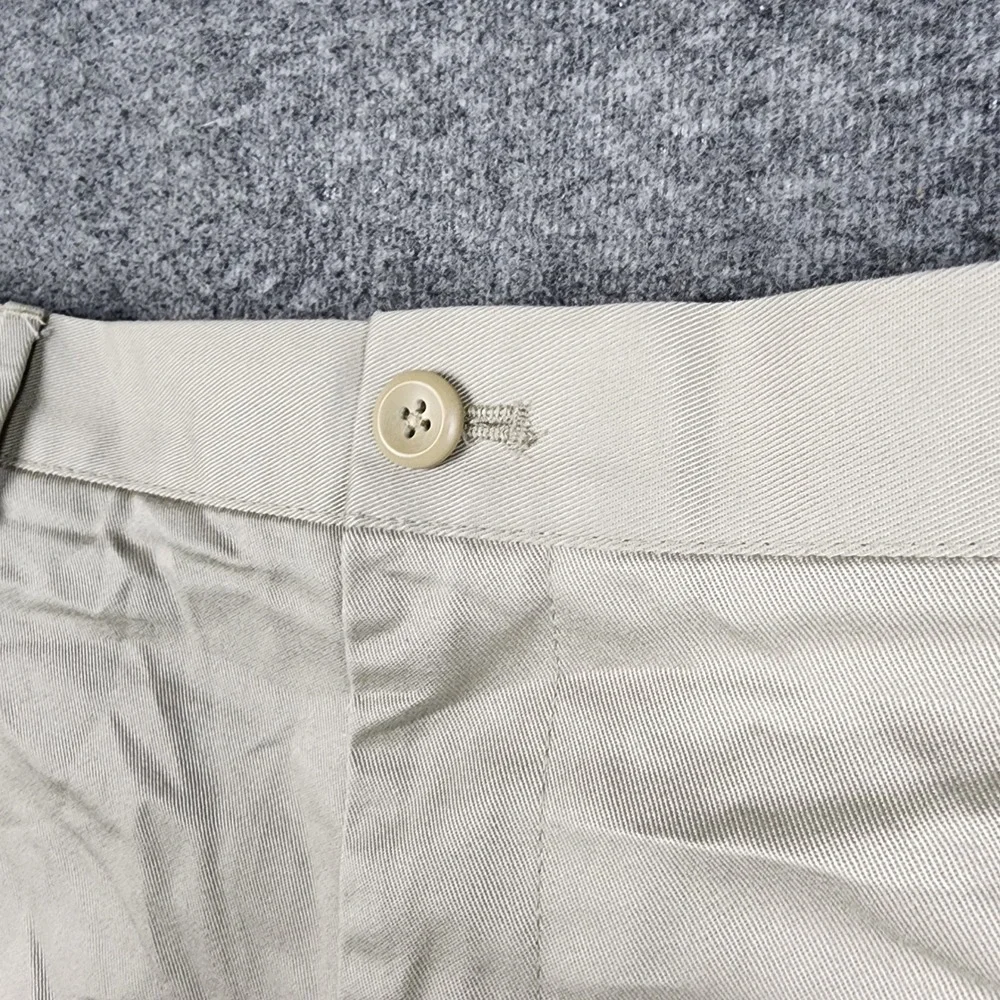 IZOD American Chino Pants Mens 52x30 Khaki Tan Classic Fit Cotton Twill Trousers